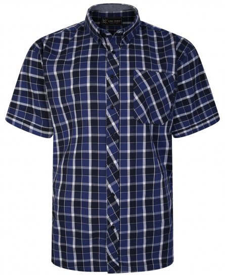 Kam Jeans 6240 SS Check Shirt Navy - Overhemden - Overhemden Grote Maten Heren
