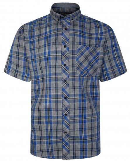 Kam Jeans 6241 SS Check Shirt Blue - Overhemden - Overhemden Grote Maten Heren