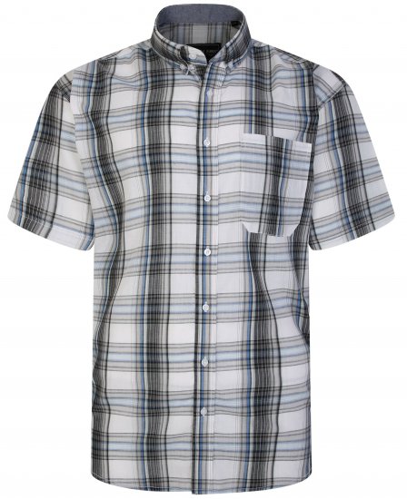 Kam Jeans 6243 SS Check Shirt Navy - Overhemden - Overhemden Grote Maten Heren