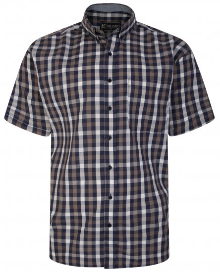 Kam Jeans 6246 SS Check Shirt Navy - Overhemden - Overhemden Grote Maten Heren