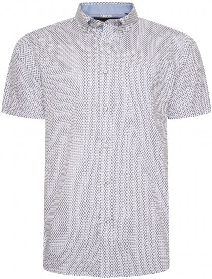Kam Jeans 6279 All Over Geo Print Shirt White - Overhemden - Overhemden Grote Maten Heren