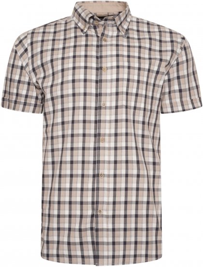 Kam Jeans 6282 Casual SS Check Shirt Beige - Overhemden - Overhemden Grote Maten Heren