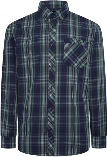 Kam Jeans 6301 LS Casual Check Shirt Teal - Overhemden - Overhemden Grote Maten Heren