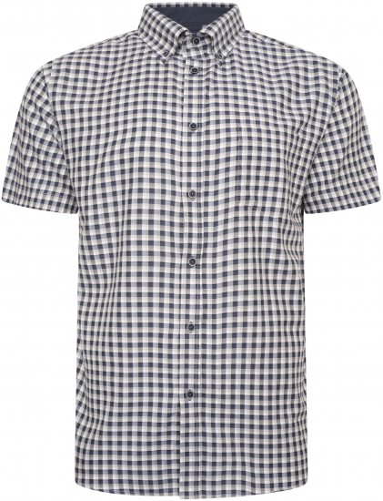 Kam Jeans 6302 Casual Gingham Check Shirt Blue - Overhemden - Overhemden Grote Maten Heren