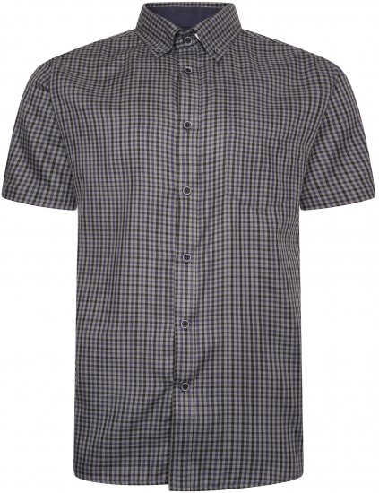 Kam Jeans 6302 Casual Gingham Check Shirt Charcoal - Overhemden - Overhemden Grote Maten Heren