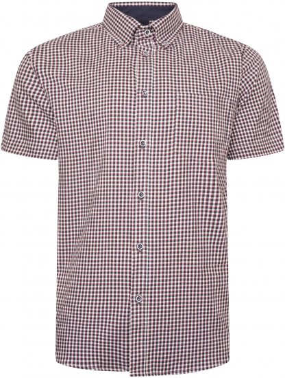 Kam Jeans 6302 Casual Gingham Check Shirt Navy - Overhemden - Overhemden Grote Maten Heren