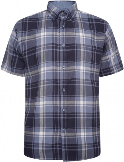 Kam Jeans 6303 Casual Check Short Sleeve Shirt Blue - Overhemden - Overhemden Grote Maten Heren