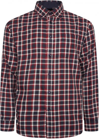 Kam Jeans 6303 Long Sleeve Casual Check Shirt Navy - Overhemden - Overhemden Grote Maten Heren