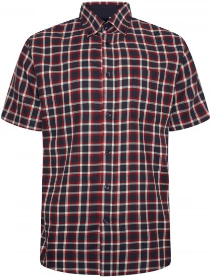 Kam Jeans 6303 Casual Check Short Sleeve Shirt Navy - Overhemden - Overhemden Grote Maten Heren