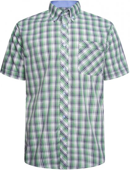 Kam Jeans 6311 Casual Check Short Sleeve Shirt Mint - Overhemden - Overhemden Grote Maten Heren
