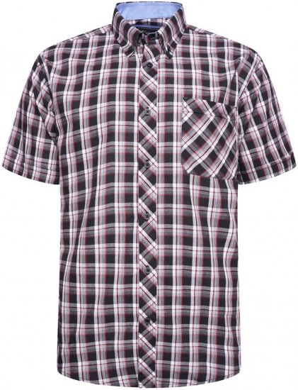 Kam Jeans 6316 Casual Check Short Sleeve Shirt Black - Overhemden - Overhemden Grote Maten Heren