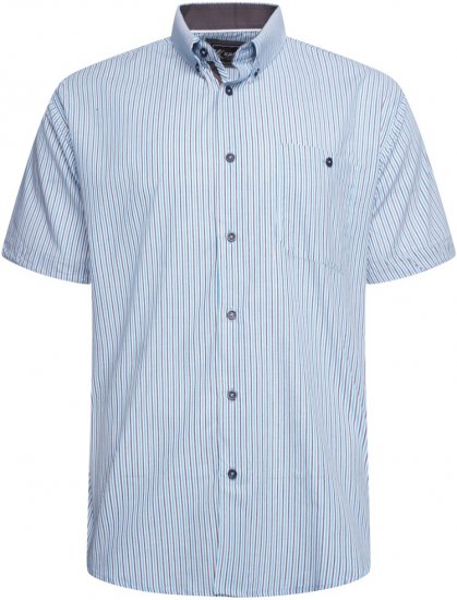 Kam Jeans 6321 Casual Stripe Short Sleeve Shirt Blue - Overhemden - Overhemden Grote Maten Heren