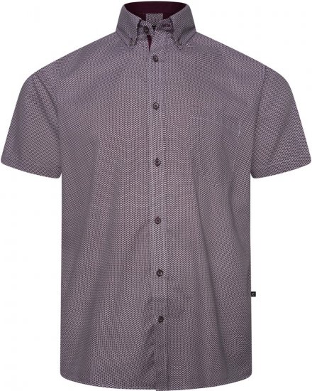 Kam Jeans 6332 AOP Dobby Print Shirt Burgundy - Overhemden - Overhemden Grote Maten Heren