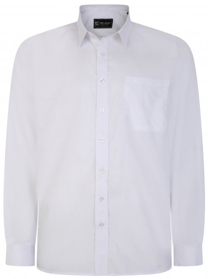 Kam Jeans 661 Classic Long Sleeve Office Shirt White - Overhemden - Overhemden Grote Maten Heren