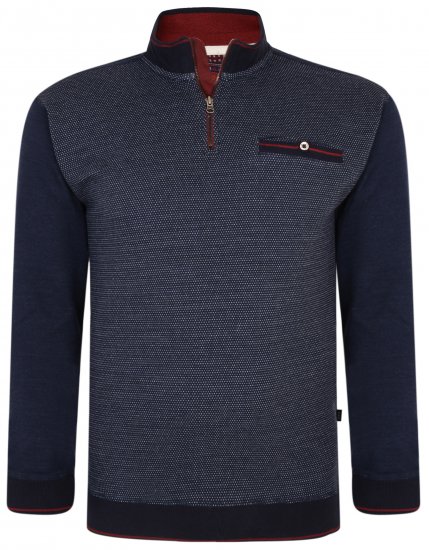Kam Jeans 7020 Zip-collar Top Navy - Sweaters & hoodies - Sweaters & Hoodies Grote Maten Heren