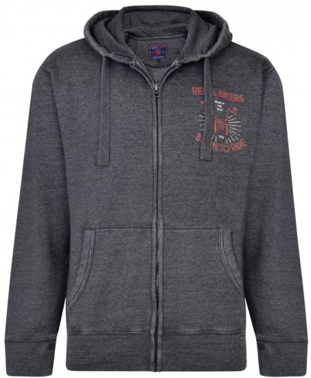 Kam Jeans 7023 Rebel Bikers Hoodie Charcoal - Sweaters & hoodies - Sweaters & Hoodies Grote Maten Heren