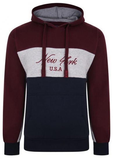 Kam Jeans 7033 NY Over The Head Hoodie Burgundy - Sweaters & hoodies - Sweaters & Hoodies Grote Maten Heren