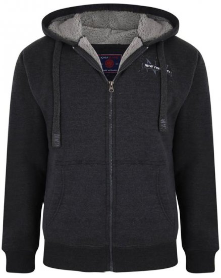 Kam Jeans 7038 Sherpa Lined Hoodie Charcoal - Sweaters & hoodies - Sweaters & Hoodies Grote Maten Heren