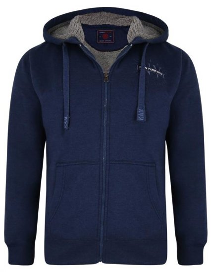 Kam Jeans 7038 Sherpa Lined Hoodie Indigo - Sweaters & hoodies - Sweaters & Hoodies Grote Maten Heren