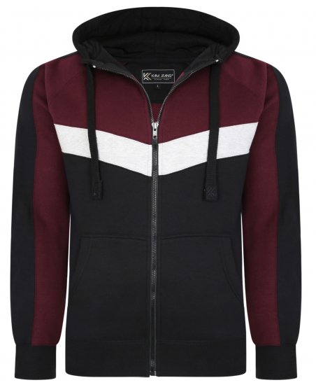 Kam Jeans 7048 Chevron Panelled Hoodie Burgundy - Sweaters & hoodies - Sweaters & Hoodies Grote Maten Heren