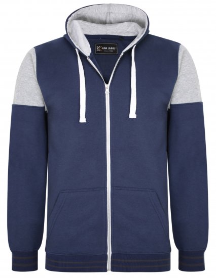 Kam Jeans 7049 Cut & Saw Sleeve Hoodie Navy - Sweaters & hoodies - Sweaters & Hoodies Grote Maten Heren