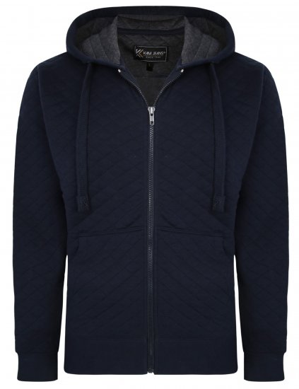 Kam Jeans 7051 Quilted Jersey Zip Thru Hoody Navy - Sweaters & hoodies - Sweaters & Hoodies Grote Maten Heren