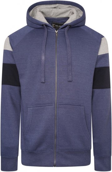 Kam Jeans 7069 Cut & Saw Zip Thru Hoody Royal Blue - Sweaters & hoodies - Sweaters & Hoodies Grote Maten Heren