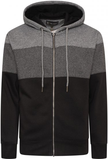 Kam Jeans 7071 Marl Stripe Hoody Black TALL SIZES - HERENKLEDING MT-6XLT - Tall Kleding Heren
