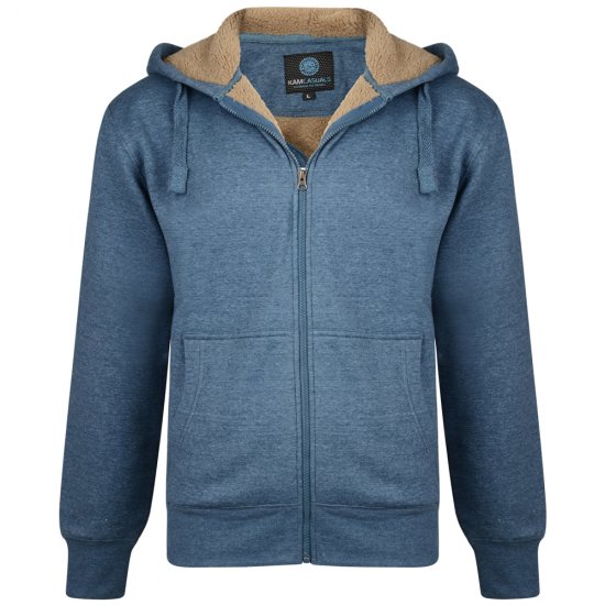 Kam Jeans 709 Sherpa Lined Hoodie Denim - Sweaters & hoodies - Sweaters & Hoodies Grote Maten Heren