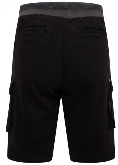 Kam Jeans Elvio Rib Waist Stretch Shorts Black - Korte broeken - Grote Maten Korte Broeken Heren