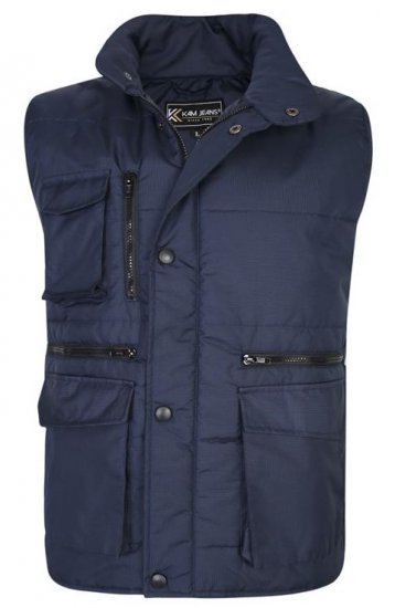 Kam Jeans KV115 Military Multi Pocket Vest Navy - Jassen - Grote Maten Herenjassen