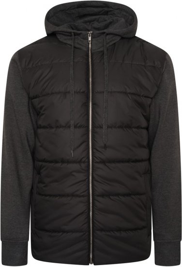 Kam Jeans KV135 Quilted Zip Thru Hoody with Padded Body & Jersey Sleeves Black - Jassen - Grote Maten Herenjassen