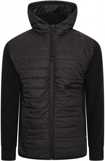 Kam Jeans KV136 Padded Body And Jersey Sleeves Hybrid Zip Thru Quilted Hoody Black TALL SIZES - HERENKLEDING MT-6XLT - Tall Kleding Heren