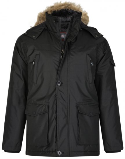 Kam Jeans KV97 Padded Winter Jacket Black - Jassen - Grote Maten Herenjassen