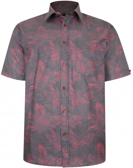 Kam Jeans P013 Premium Floral Print Shirt Burgundy - Overhemden - Overhemden Grote Maten Heren