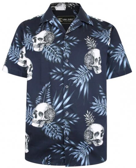 Kam Jeans P015 Casual Shirt with Skull Print - Overhemden - Overhemden Grote Maten Heren