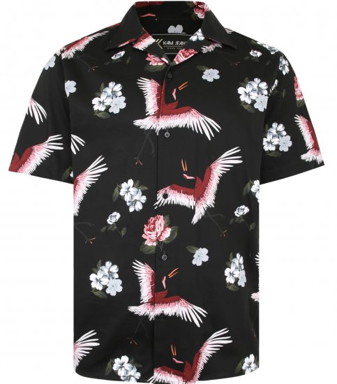Kam Jeans P016 Flamingo Print Shirt - Overhemden - Overhemden Grote Maten Heren