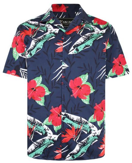 Kam Jeans P017 Casual Floral Print Shirt - Overhemden - Overhemden Grote Maten Heren