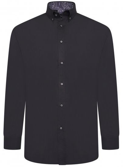 Kam Jeans P023 L/S Premium Stretch Shirt Black - Overhemden - Overhemden Grote Maten Heren