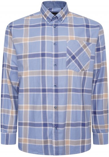 Kam Jeans P038 LS Premium Cotton Check Shirt Denim - Overhemden - Overhemden Grote Maten Heren