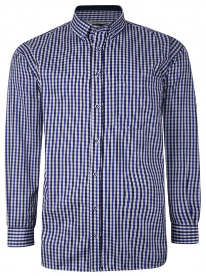 Kam Jeans P640 Premium Gingham Check Shirt LS Navy - Overhemden - Overhemden Grote Maten Heren