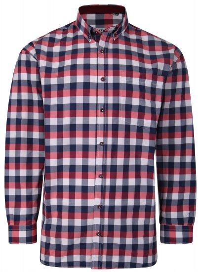 Kam Jeans P642 Premium Large Check Shirt LS Red - Overhemden - Overhemden Grote Maten Heren