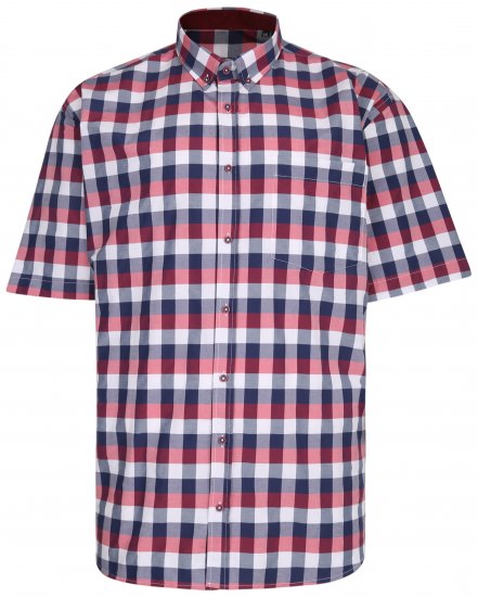 Kam Jeans 642 Premium Short Sleeve Shirt Red - Overhemden - Overhemden Grote Maten Heren