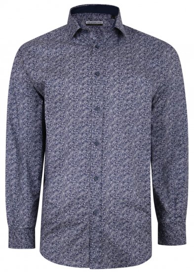 Kam Jeans P680 Floral Print Shirt Navy - Overhemden - Overhemden Grote Maten Heren