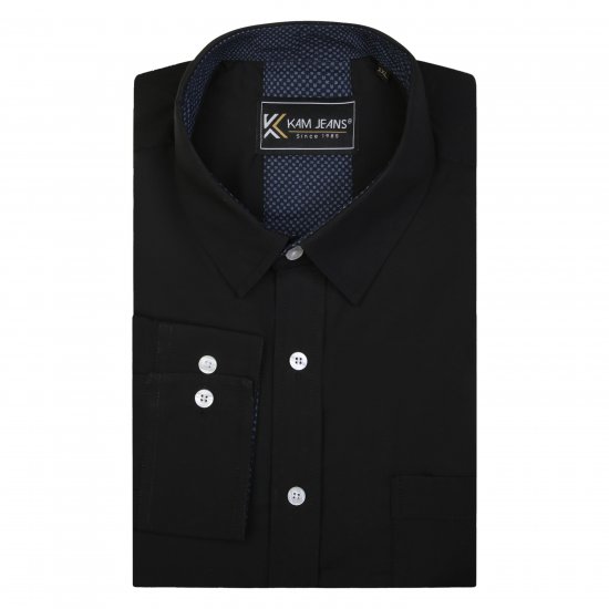 Kam Jeans P684 Premium Stretch Shirt Black - Overhemden - Overhemden Grote Maten Heren