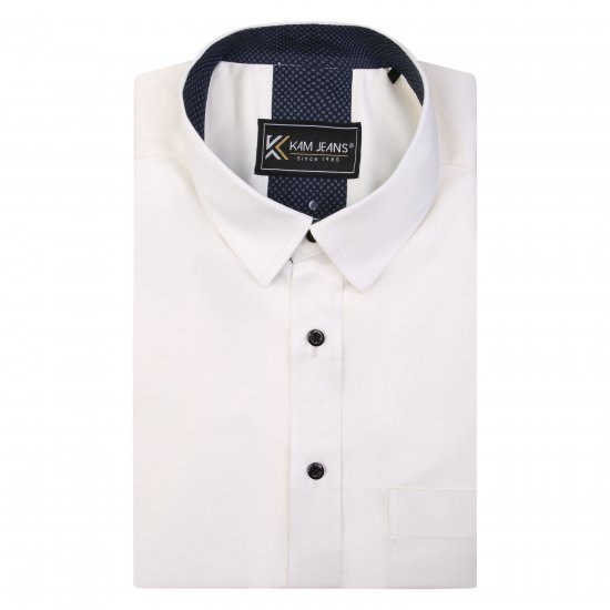 Kam Jeans P684 Premium Stretch Shirt White - Overhemden - Overhemden Grote Maten Heren