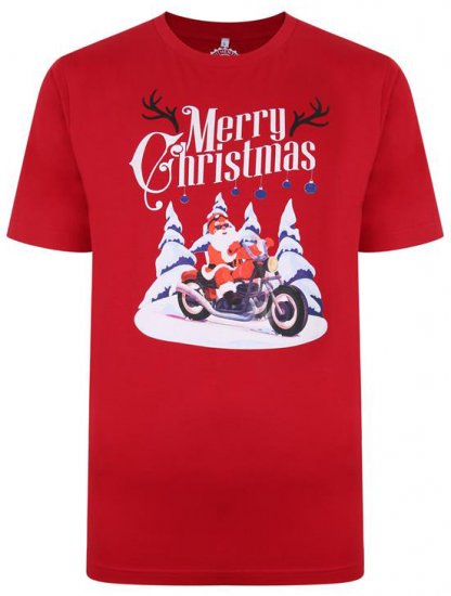 Kam Jeans X009 Santa Biker Print T-Shirt Red - T-shirts - Grote Maten T-shirts Heren