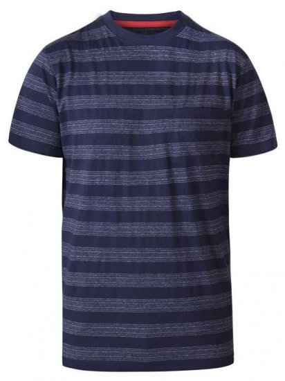 D555 Keegan Crew Neck Stripe T-Shirt Navy - T-shirts - Grote Maten T-shirts Heren