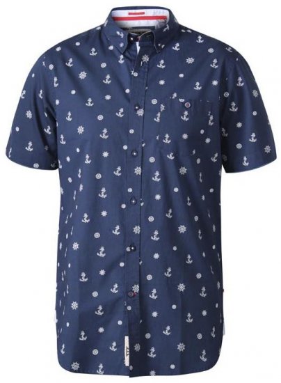 D555 Kirk Short Sleeve Shirt Navy - Overhemden - Overhemden Grote Maten Heren