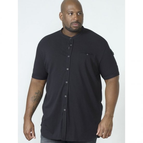 D555 Archer Collarless Shirt Black - Overhemden - Overhemden Grote Maten Heren